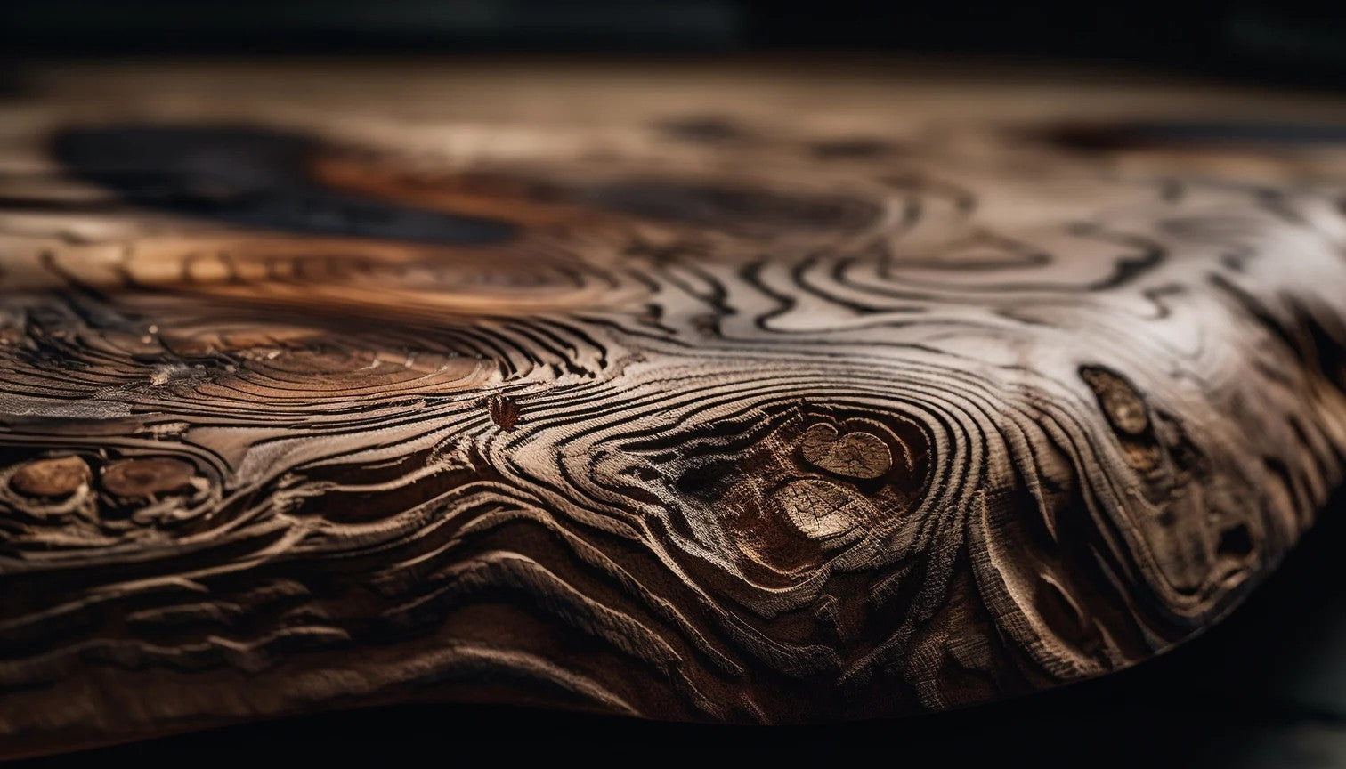 Close-up of intricate wood grain patterns, showcasing the natural beauty and unique character of the exotic woods used in Aldoro watches.