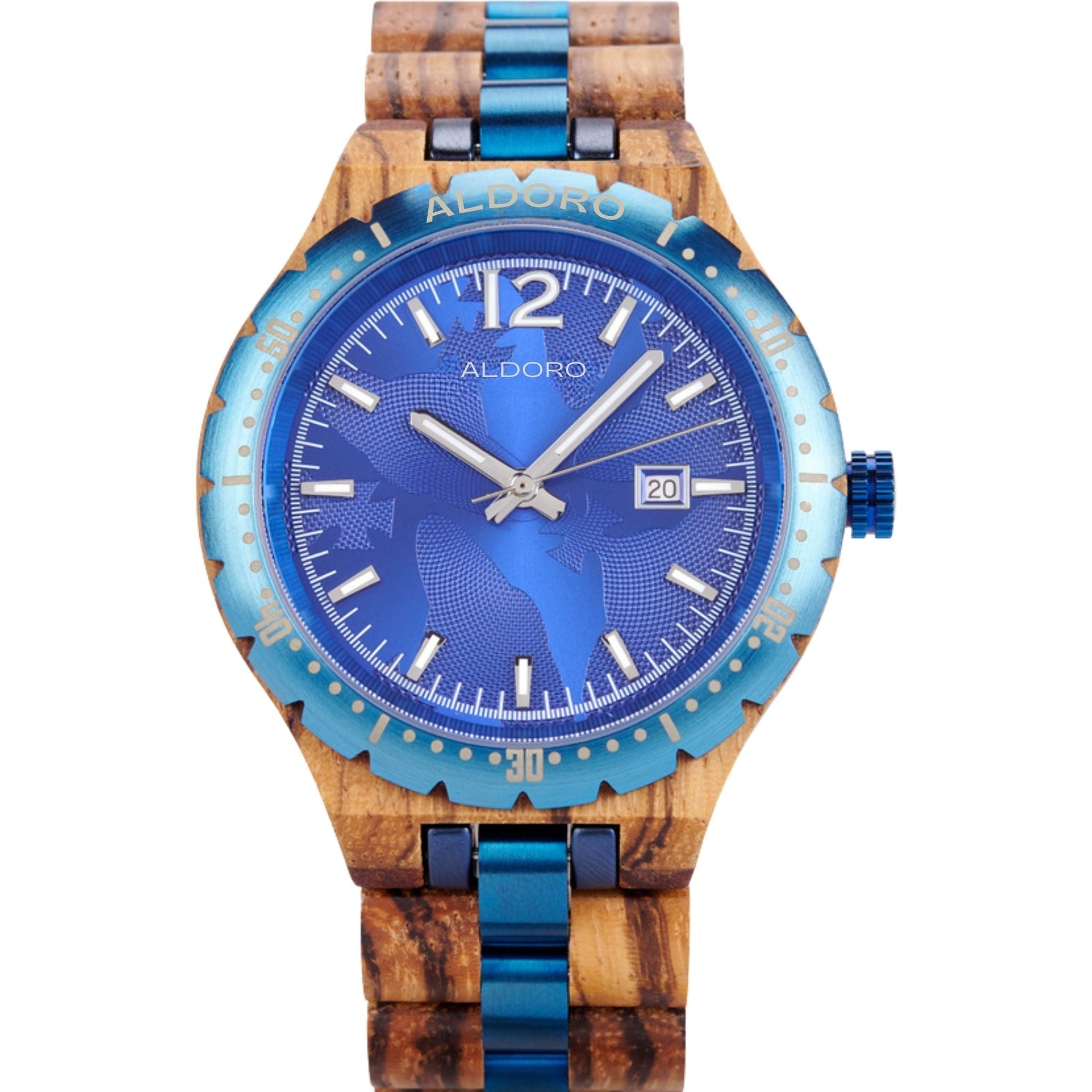 Voyager Blue - Luxury Wooden Watch handcrafted by Aldoro Watches Dubai