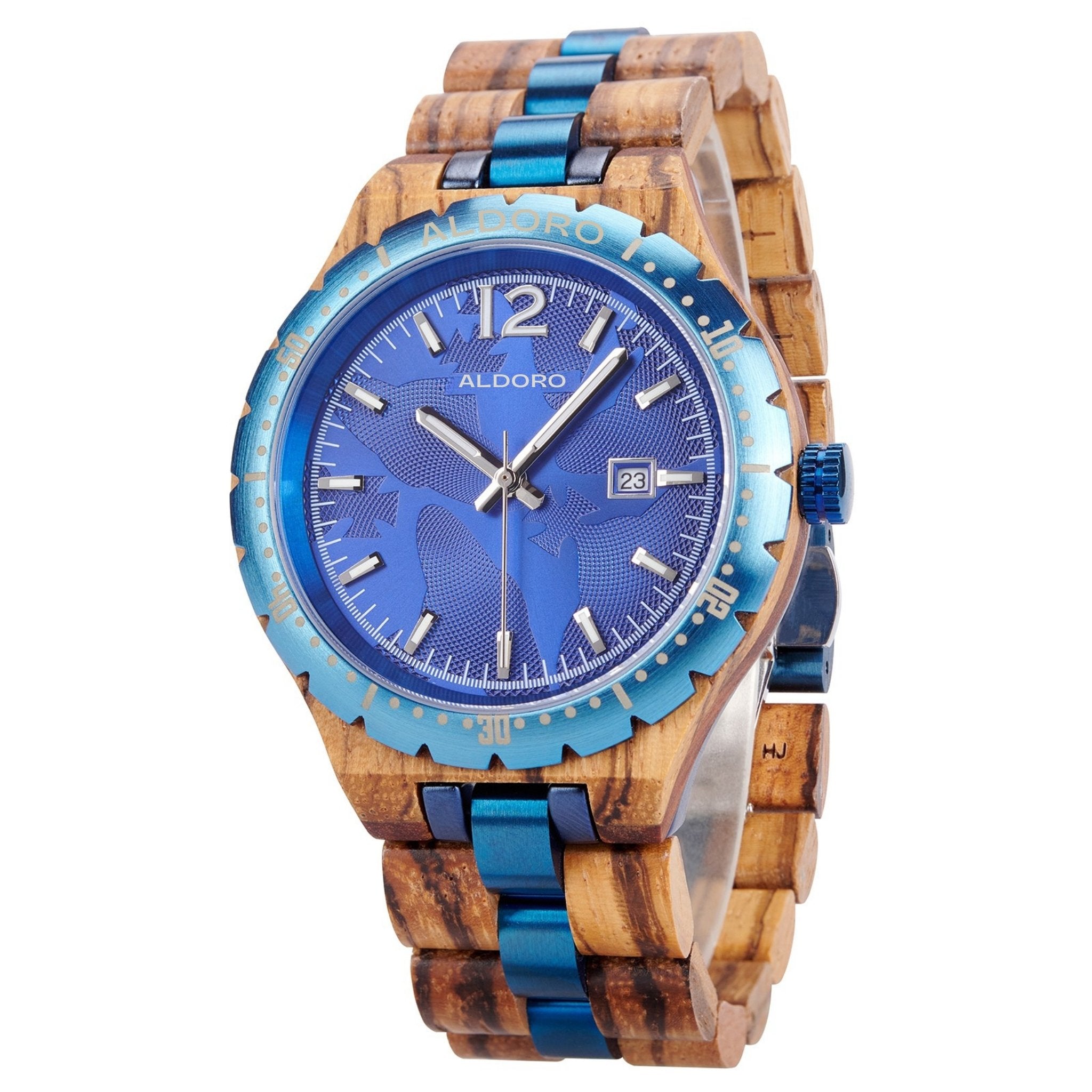 Voyager Blue - Luxury Wooden Watch handcrafted by Aldoro Watches Dubai