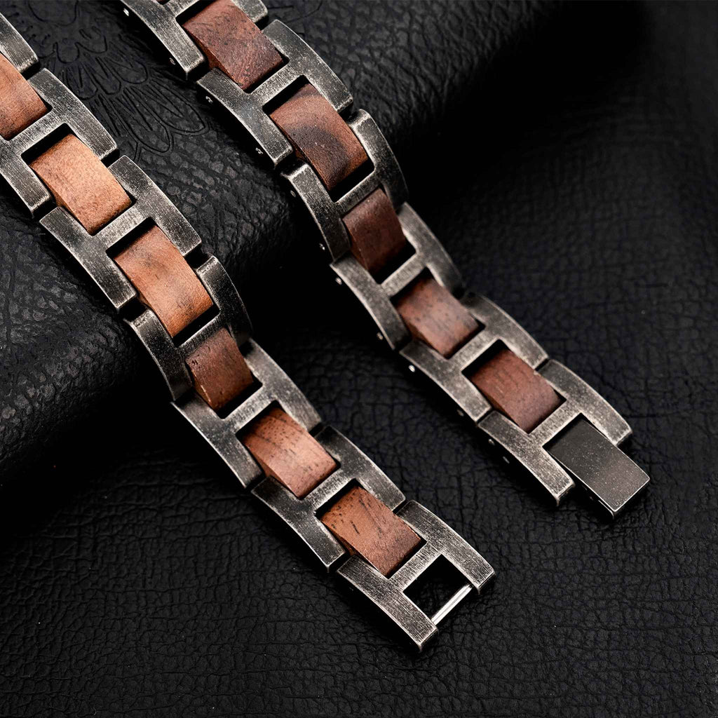 Aldoro Men’s Wooden Bracelet – Walnut & Stainless Steel - Luxury Wooden Watch handcrafted by Aldoro Watches Dubai