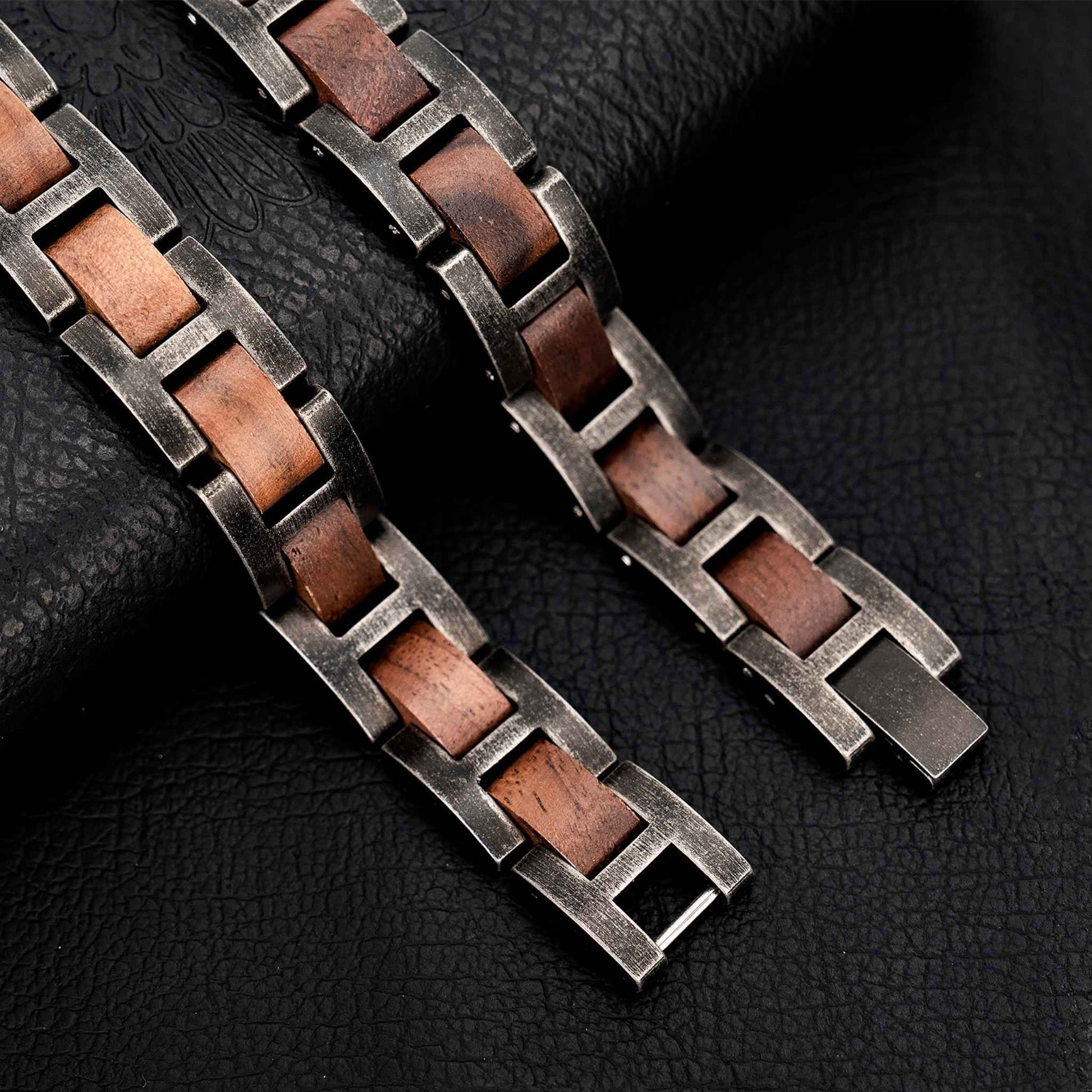 Aldoro Men’s Wooden Bracelet – Walnut & Stainless Steel - Luxury Wooden Watch handcrafted by Aldoro Watches Dubai