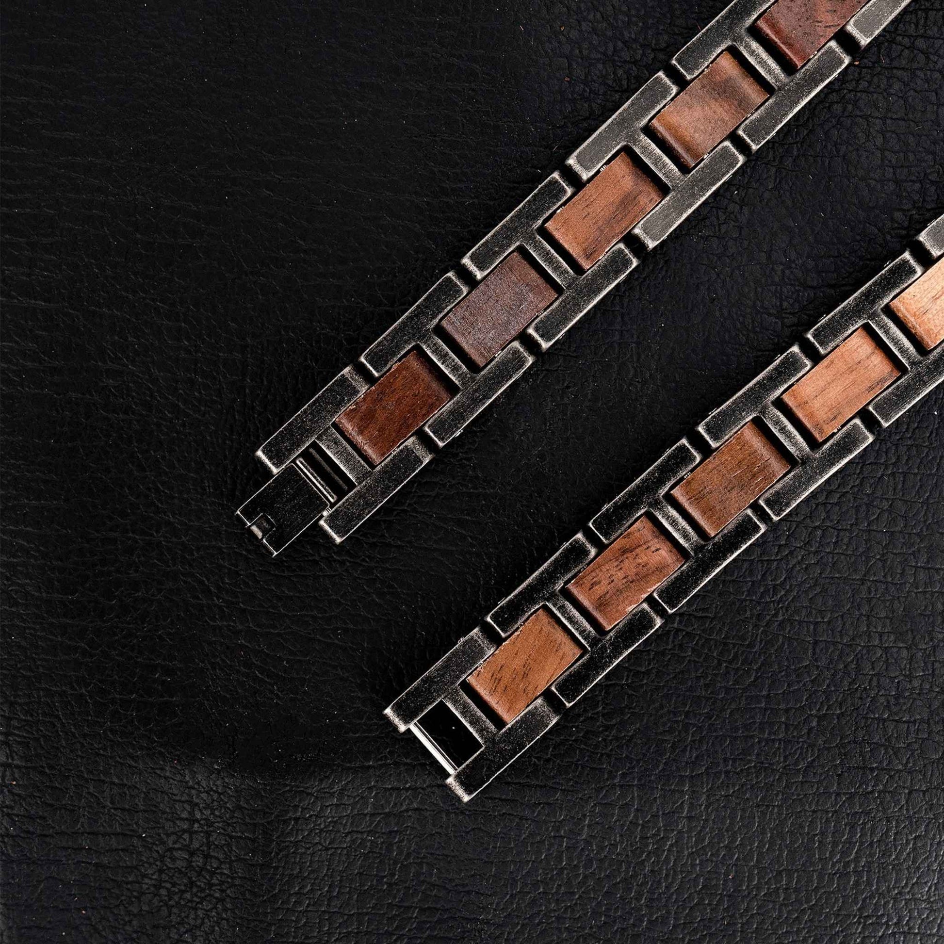 Aldoro Men’s Wooden Bracelet – Walnut & Stainless Steel - Luxury Wooden Watch handcrafted by Aldoro Watches Dubai