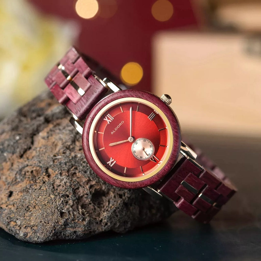 Aura Crimson - Luxury Wooden Watch handcrafted by Aldoro Watches Dubai