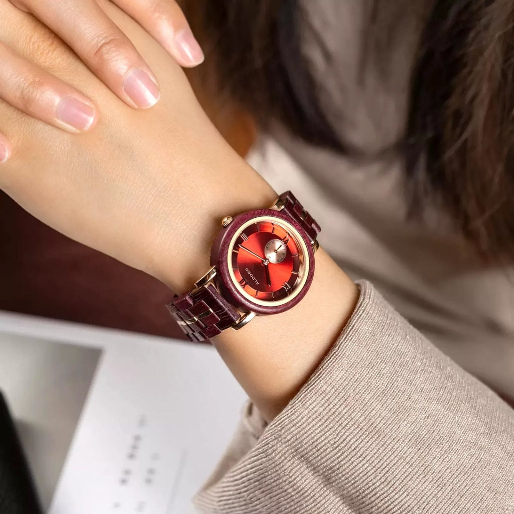 Aura Crimson - Luxury Wooden Watch handcrafted by Aldoro Watches Dubai