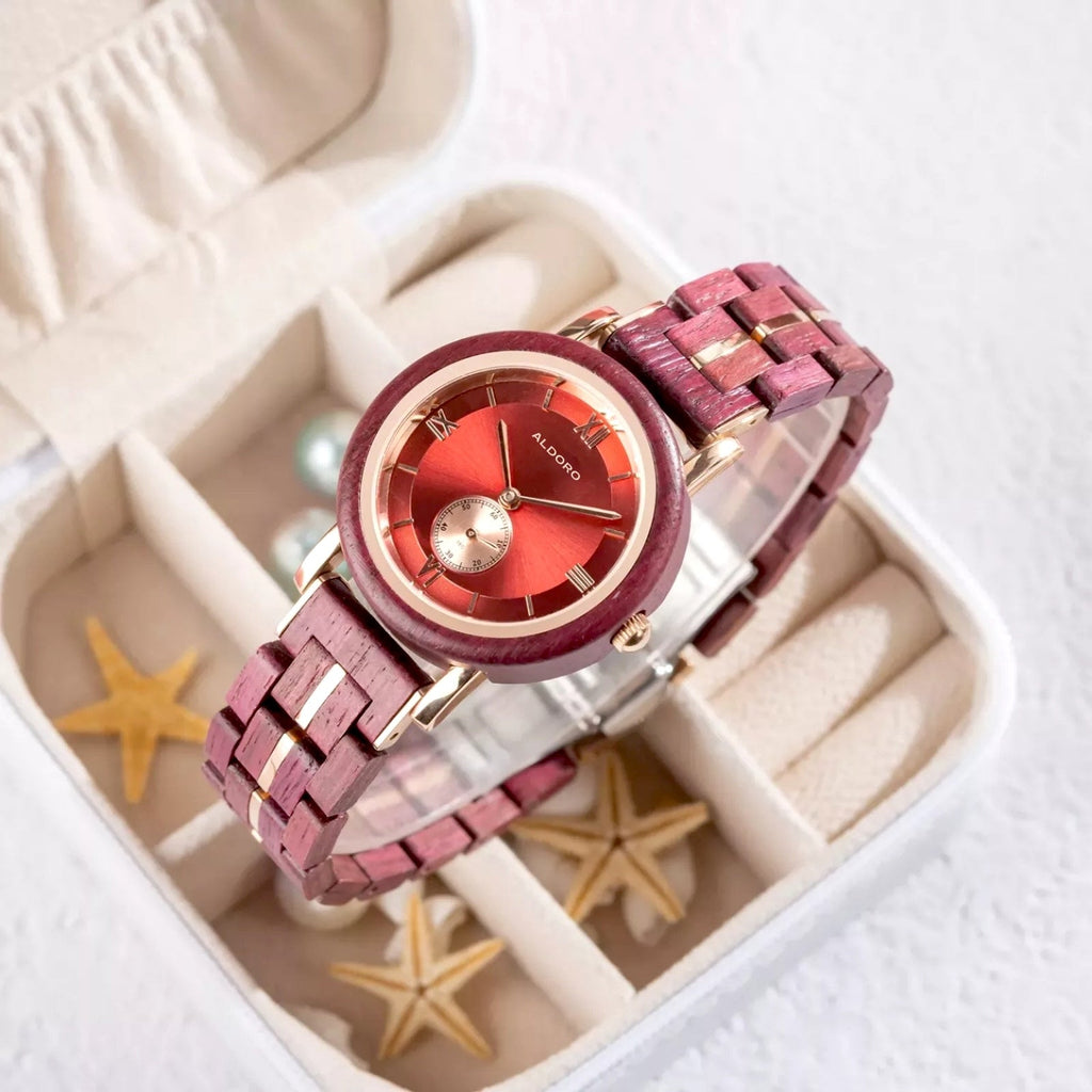 Aura Crimson - Luxury Wooden Watch handcrafted by Aldoro Watches Dubai
