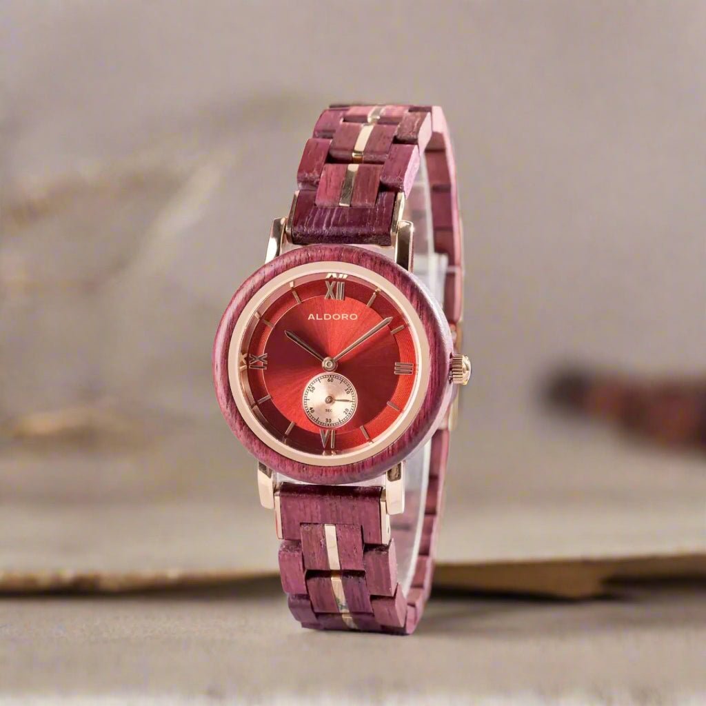 Aura Crimson - Luxury Wooden Watch handcrafted by Aldoro Watches Dubai