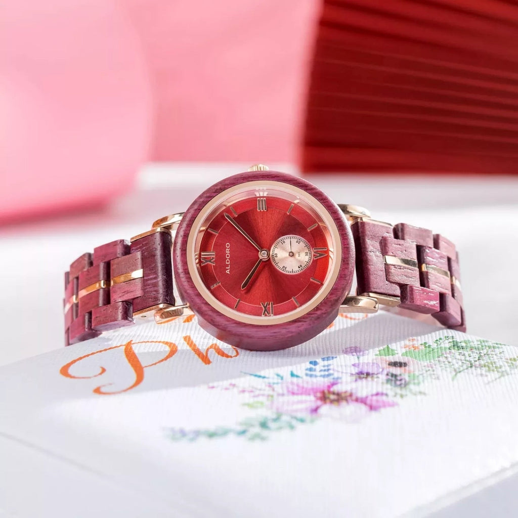 Aura Crimson - Luxury Wooden Watch handcrafted by Aldoro Watches Dubai