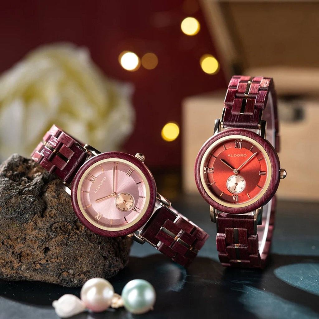 Aura Crimson - Luxury Wooden Watch handcrafted by Aldoro Watches Dubai