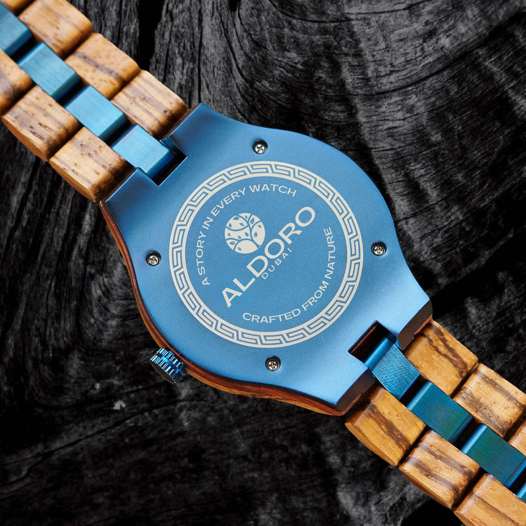 Voyager Blue - Luxury Wooden Watch handcrafted by Aldoro Watches Dubai